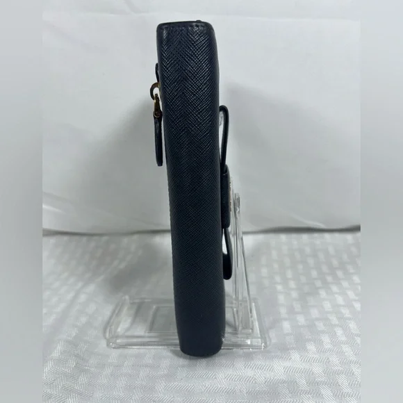 Prada Black Saffiano Bow Long Wallet Zip Coin Italy - Picture 8 of 12